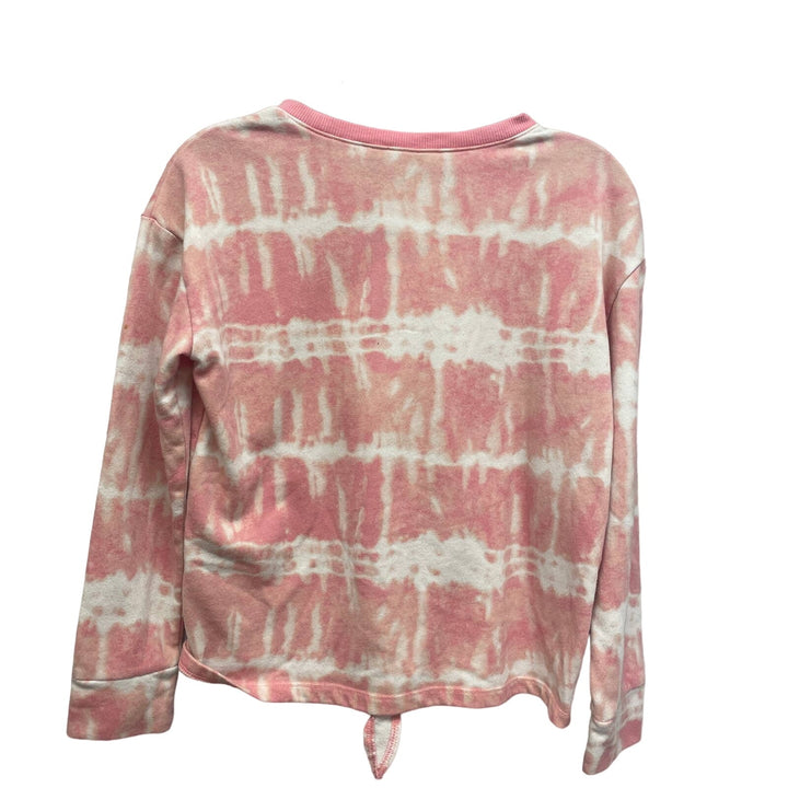 Hand Printed Upcycled Girls Large St Bernard Puppy Dog Front Tie Dye Sweatshirt