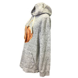 Hand Printed Med Upcycled Long Sleeve Halloween Fall Pumpkin Sweatshirt Hoodie