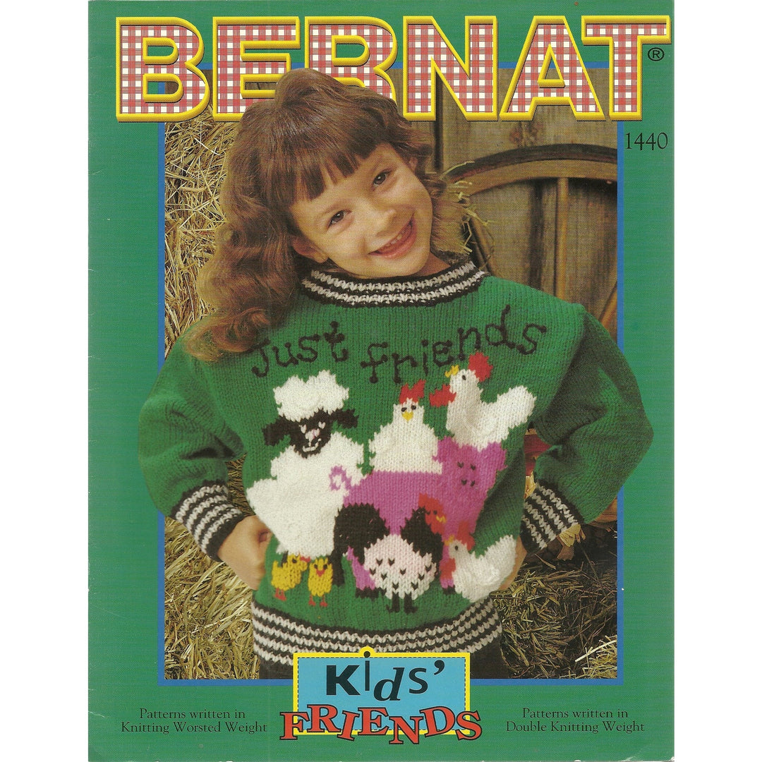 New Vintage 1992 Bernat 1440 Just Friends Kids Knitting Pattern