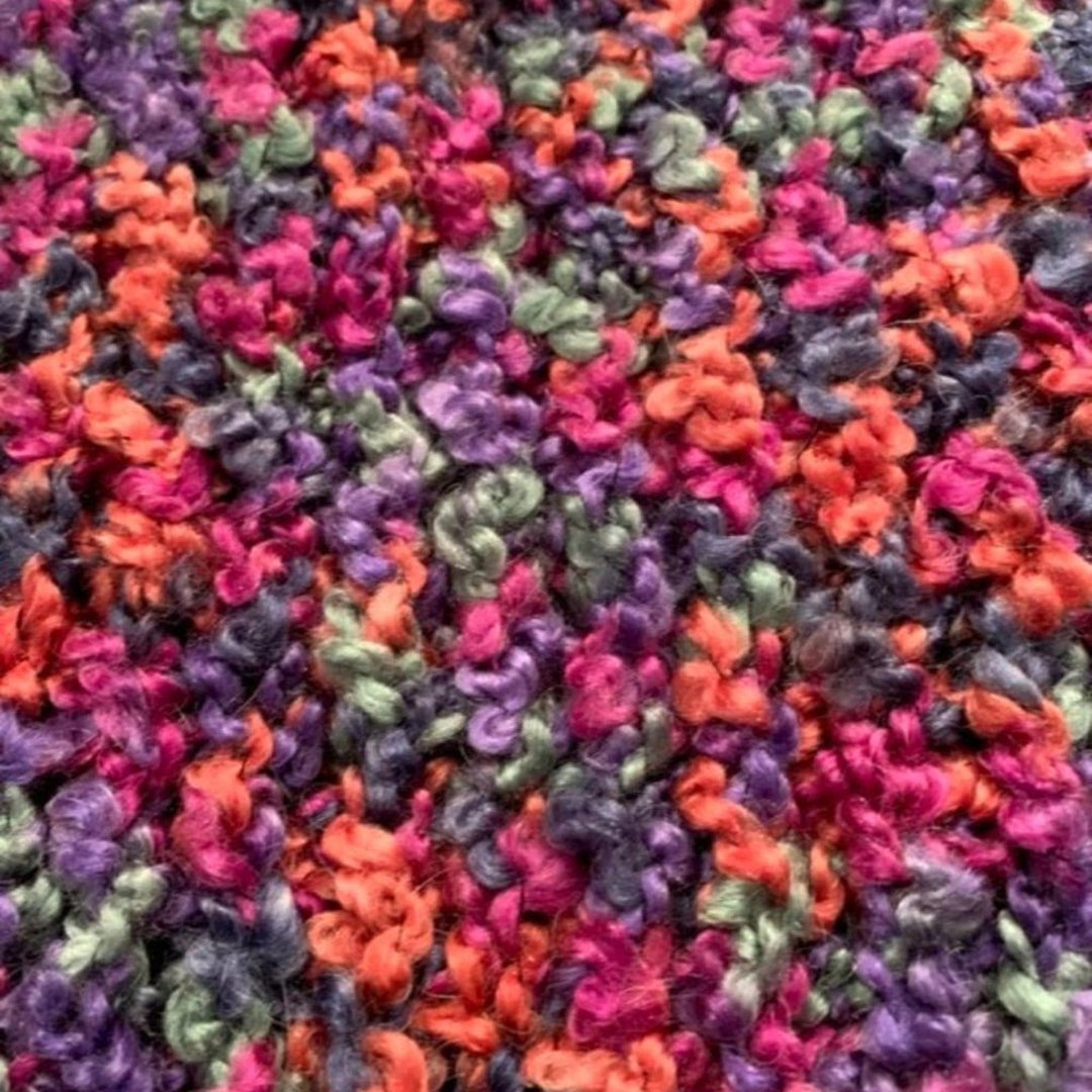 New Handmade Handknit Variegated Orange Pink Purple Acrylic Yarn Winter Scarf