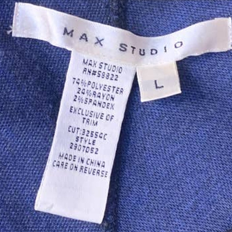 Max Studio Womens Large Long Sleeve Striped Body Con Dress w Faux Leather Trim