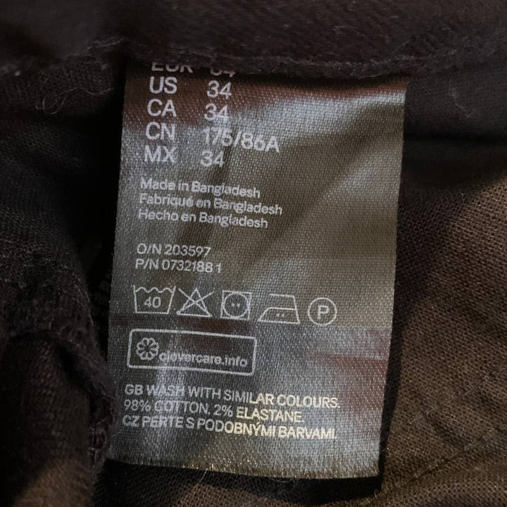 H&amp;M Size 34 Womens Skinny Fit Stretch Cotton Blend Basic Black Jeans Pants