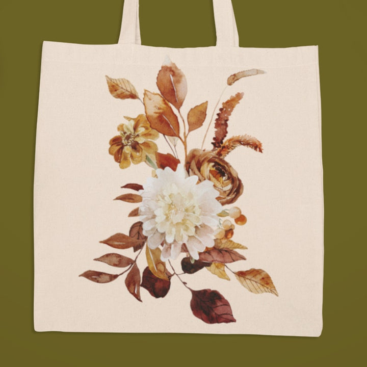 New Hand Printed Back to School Large Fall Flower Bouquet Teacher Gift Tote Bag