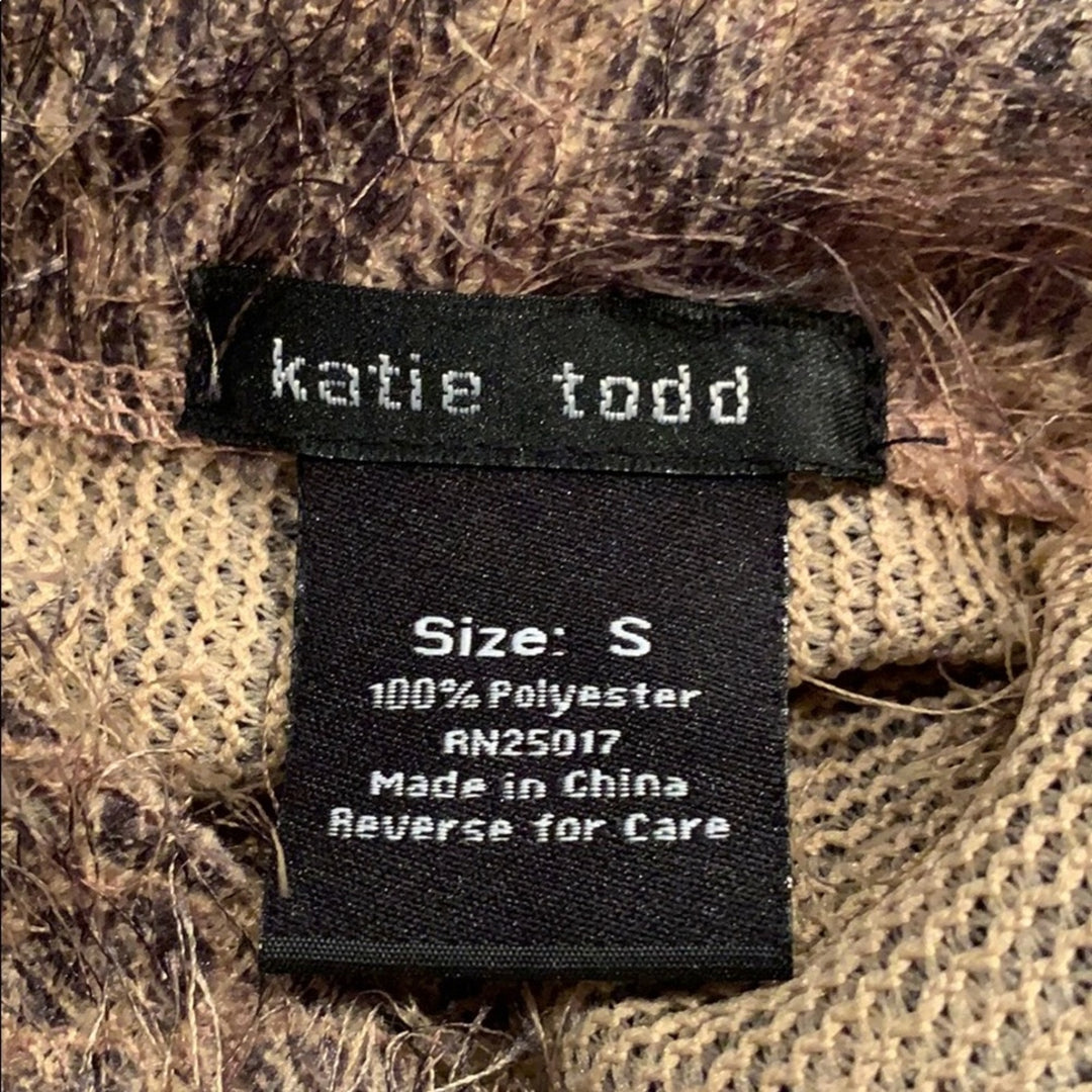 Katie Todd Womens Small Fuzzy Leopard Zebra Animal Short Sleeve Cardigan Sweater