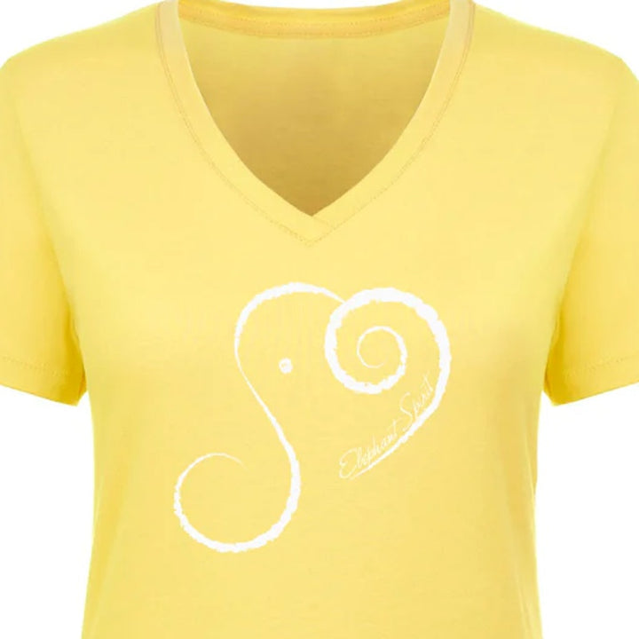 New Hand Printed Blue Elephant Spirit Cotton Blend V-Neck Short Sleeve T-Shirt