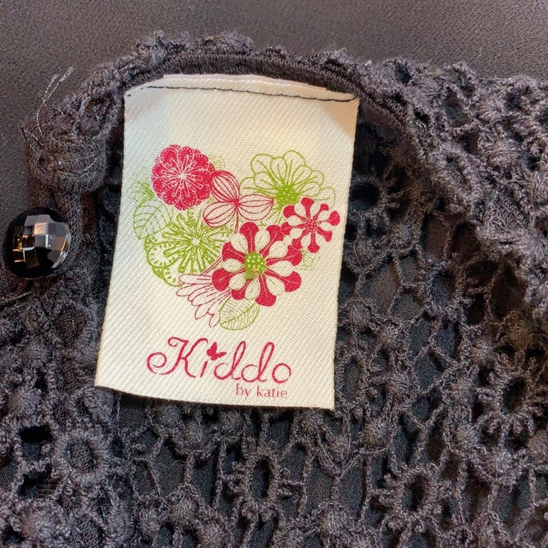 Kiddo by Katie Small Black Flowy Eyelet Lace Embroidered Top Blouse