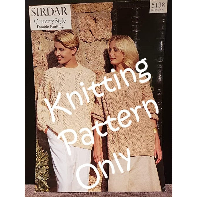 New Sirdar 5138 Country Style Double Knitting Pullover Cabled Sweater Pattern