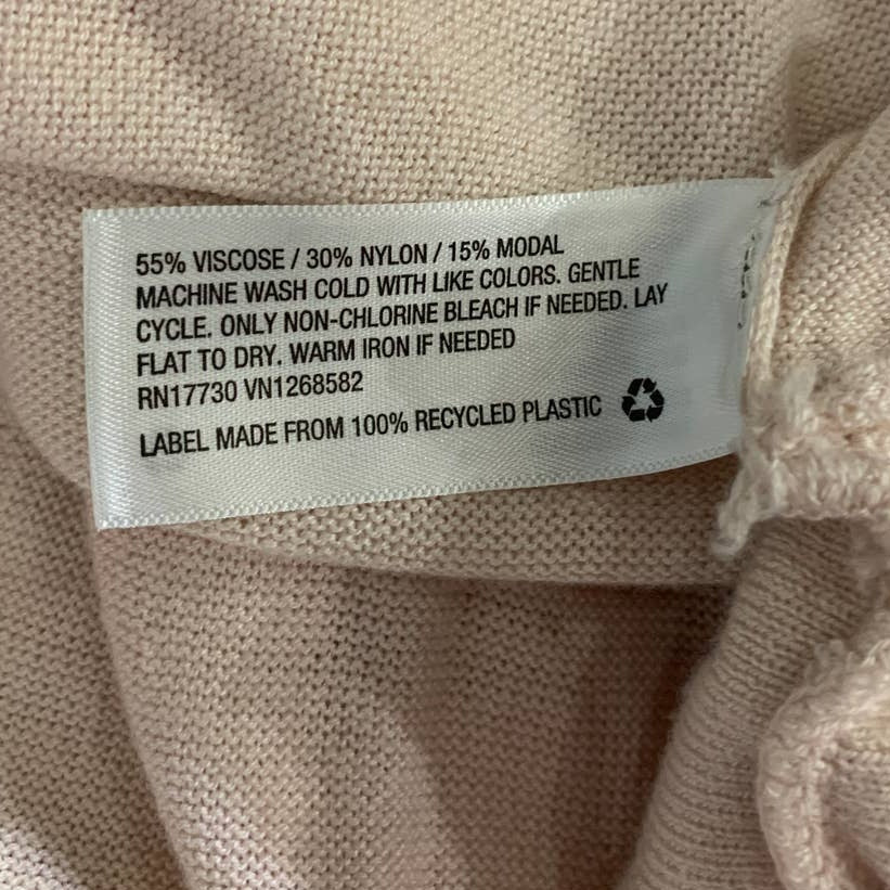 A New Day Medium Very Pale Pink Long Sleeve Open Bow Bell Sleeve Flowy Sweater