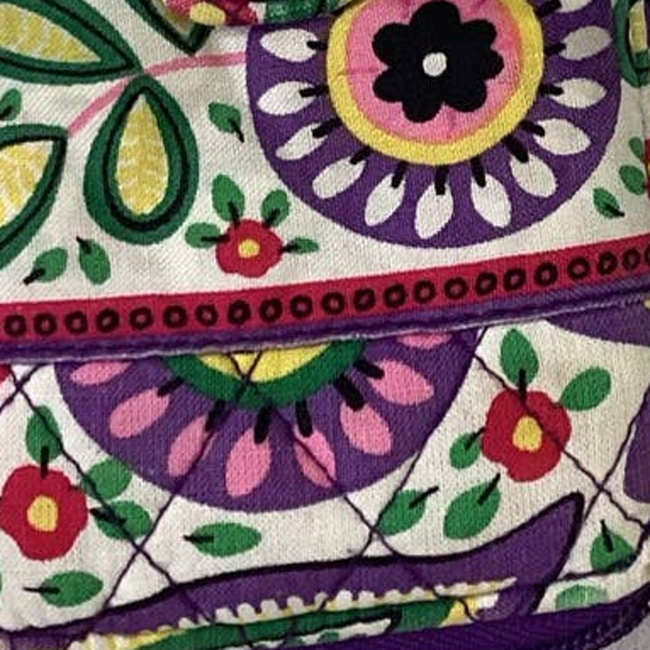 Vera Bradley Purple Floral Geometric Quilted Cotton Blend Wristlet Purse Wallet