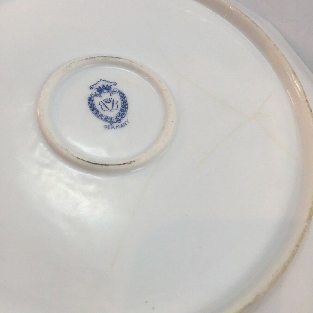 Vintage Made in Germany Hand Painted Ceramic Floral Plate Tray w handles