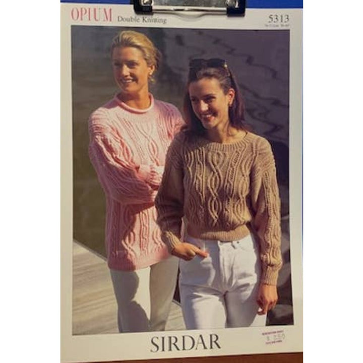 New Sirdar 5313 Opium Cabled Pullover Sweater Double Knitting Pattern