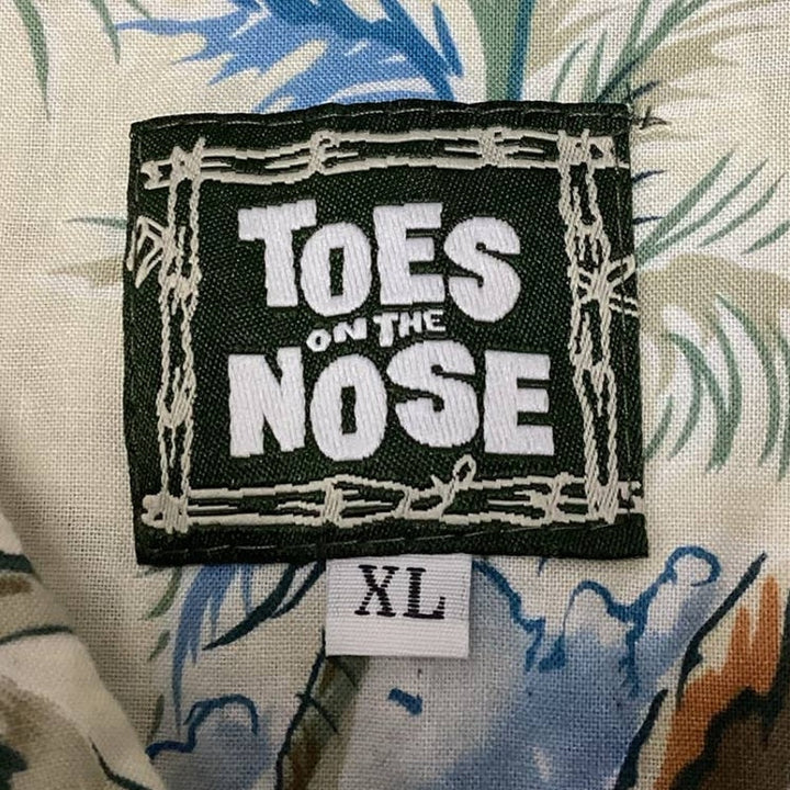 Toes on the Nose Mens XL Palm Tree Beach Hawaiian Button Up Short Sleeve Shirt