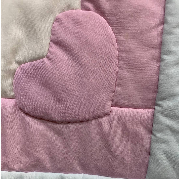 Handmade Cat Dog Pastel Springtime Gingham Heart Baby Quilt Wall Art