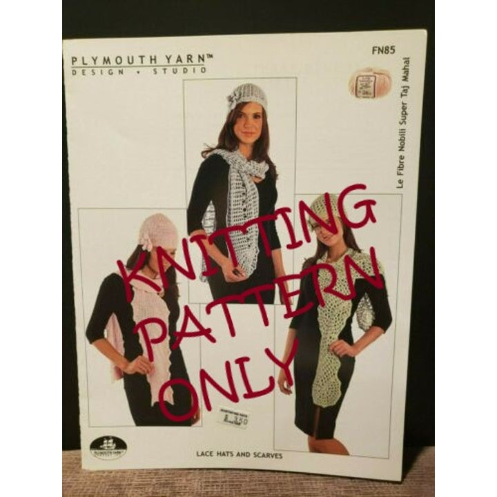 New Plymouth Yarn Design FN85 Le Fibre Nobili Lace Hats Scarves Knitting Pattern