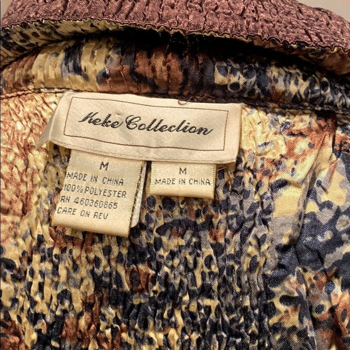 Keke Collection Womens Medium Reversible Animal Print Polyester Button Up Jacket