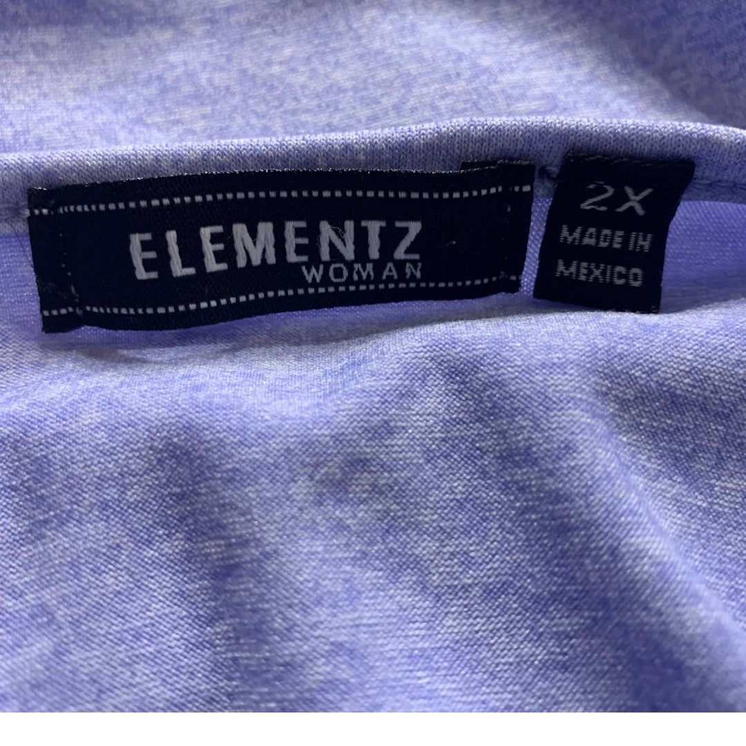 Elementz 2X Cap Sleeve Diagonal Ruffle Polyester Blend Stretchy Tank Top Blouse