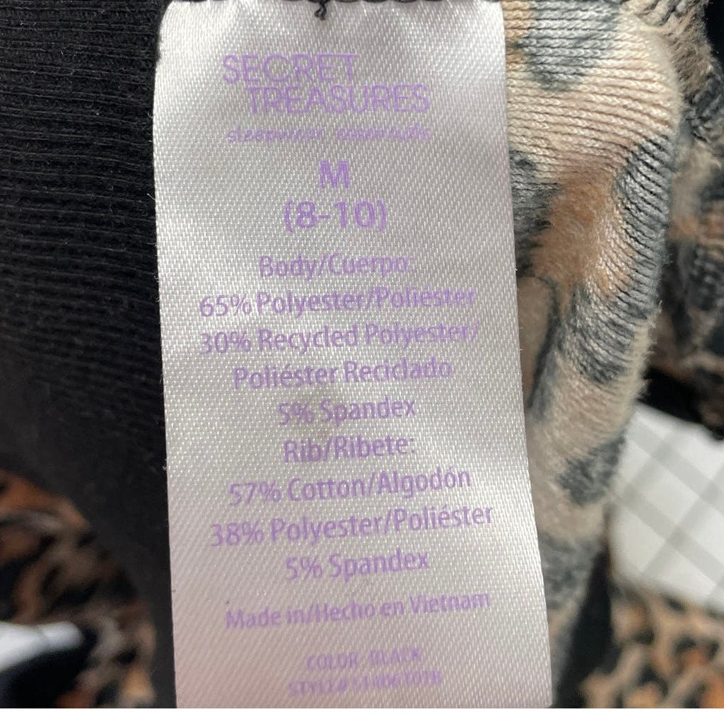 Secret Treasures Med Sleepwear Super Soft Leopard Spot Long Sleeve Crew Neck Top