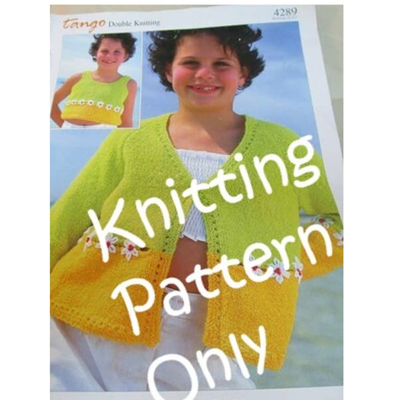 New NOS Sirdar 4289 Tango Girls Cardigan Sweater Double Knitting Pattern
