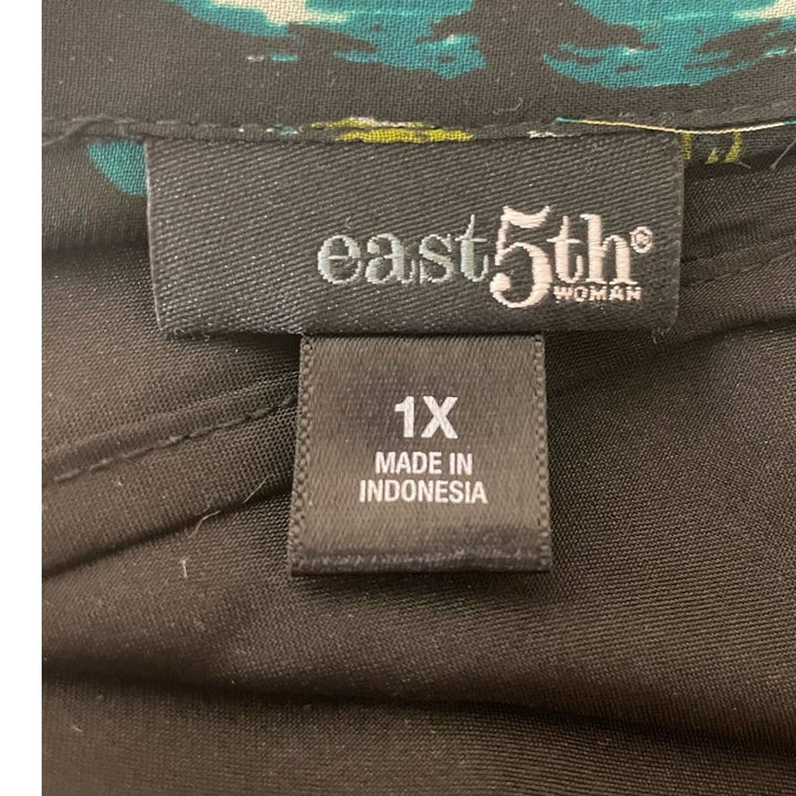 East 5th Woman 1X Double Layer Short Sleeve Sheer Top Over Black Cami Set