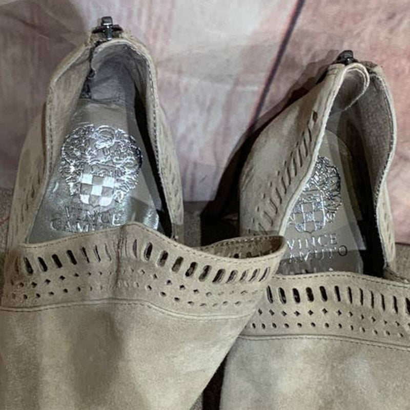 Vince Camuto Fileana US 10 Genuine Leather Suede Back Zip Booties 4" Heels Boots