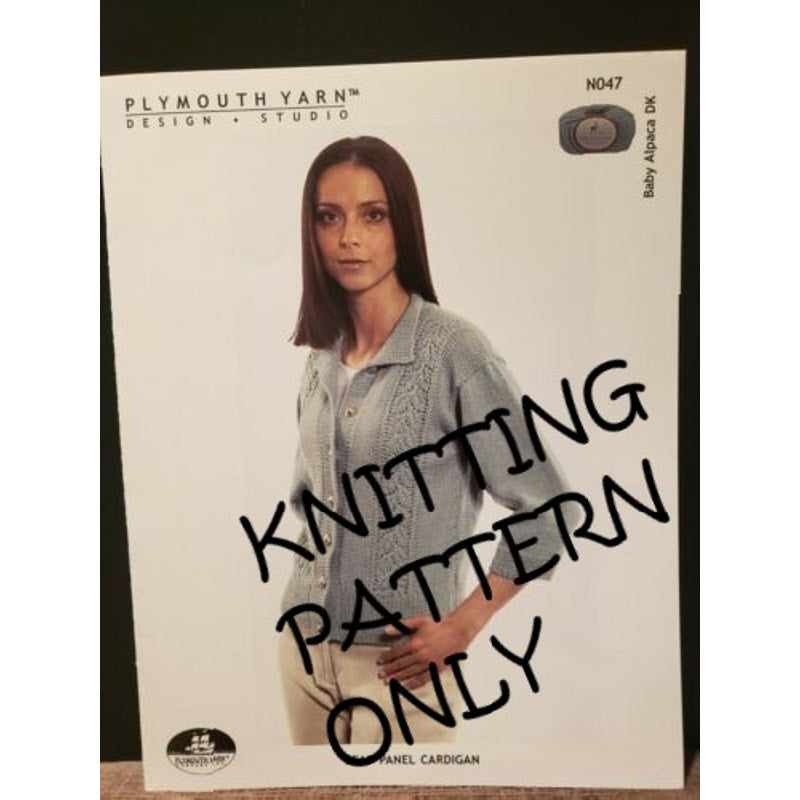 New Plymouth N047 Baby Alpaca DK Leaf Panel Cardigan Sweater Knitting Pattern