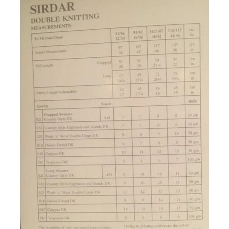 New Sirdar 5557 Country Style His Hers Double Knitting Pullover Sweater Pattern