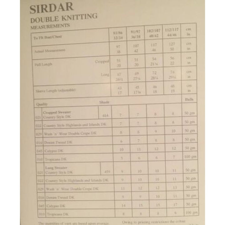 New Sirdar 5557 Country Style His Hers Double Knitting Pullover Sweater Pattern