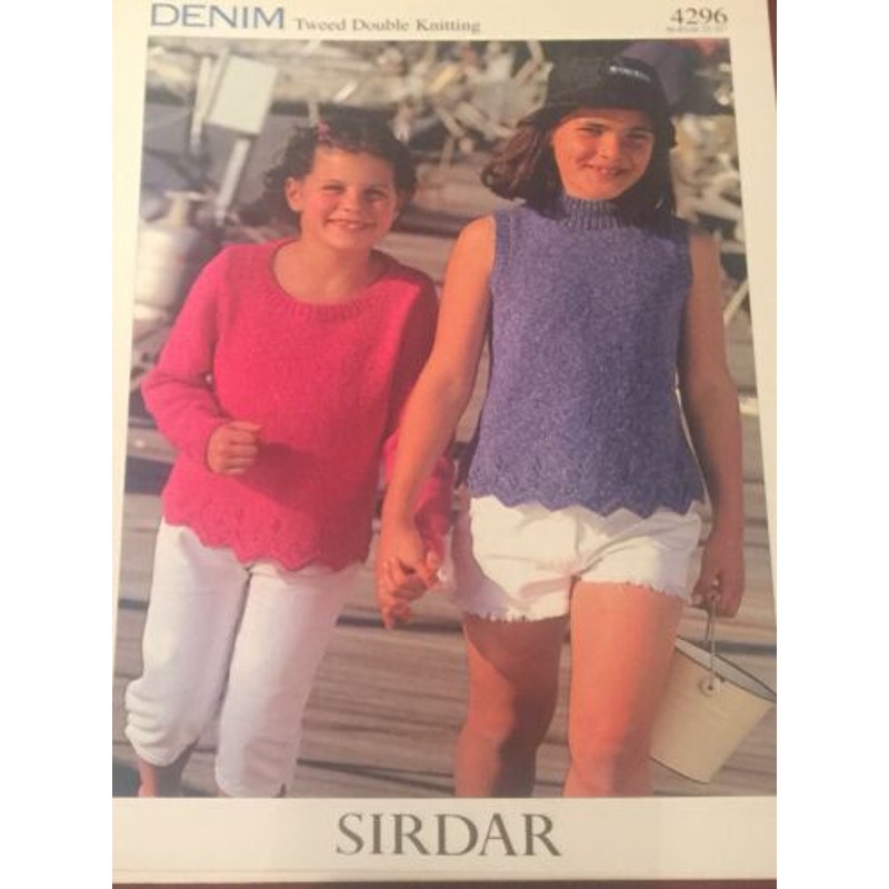 Sirdar 4296 Denim Tweed Child Double Knitting Pullover Sweater and Top Pattern