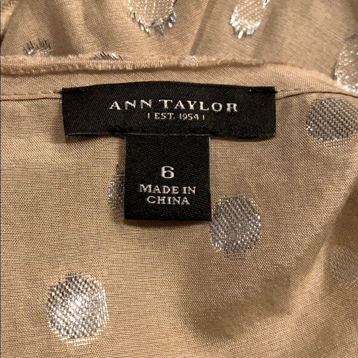 Ann Taylor Womens Size 6 Silk Blend Metallic Polka Dot Sleeveless Tank Top