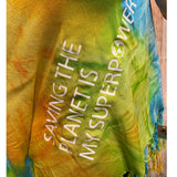 Upcycled Saving the Planet is My Superpower Long Tie Dye Lightweight Scarf Wrap