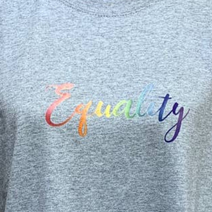 New Mens Large Hand Printed LGBTQ Gay Pride Gray Rainbow Equality Tee Shirt