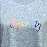 New Mens Large Hand Printed LGBTQ Gay Pride Gray Rainbow Equality Tee Shirt