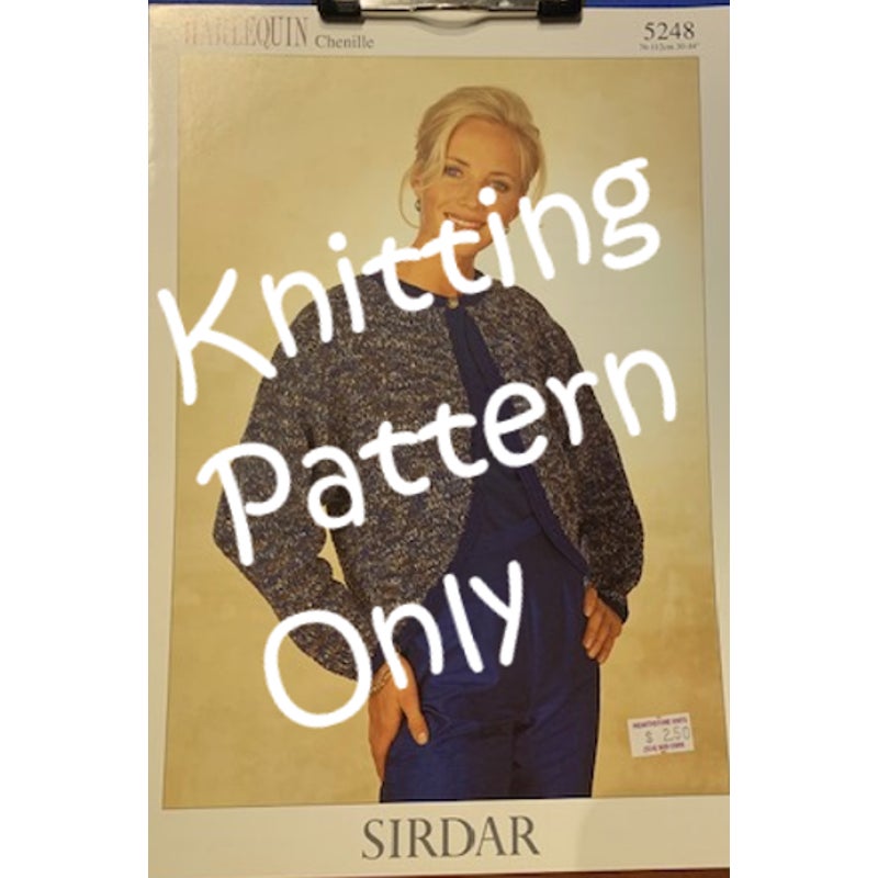New Sirdar 5248 Harlequin Chenille Cardigan Jacket Sweater Knitting Pattern