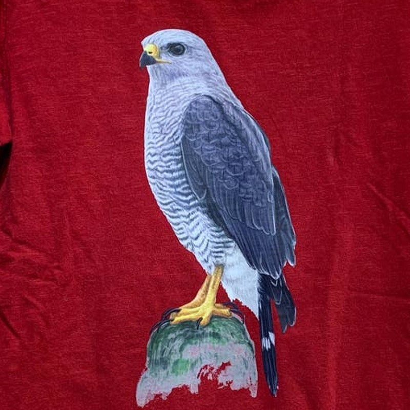 Hand Printed Upcycled Child Medium Gray Hawk VNeck 100% Cotton Short Sleeve Tee