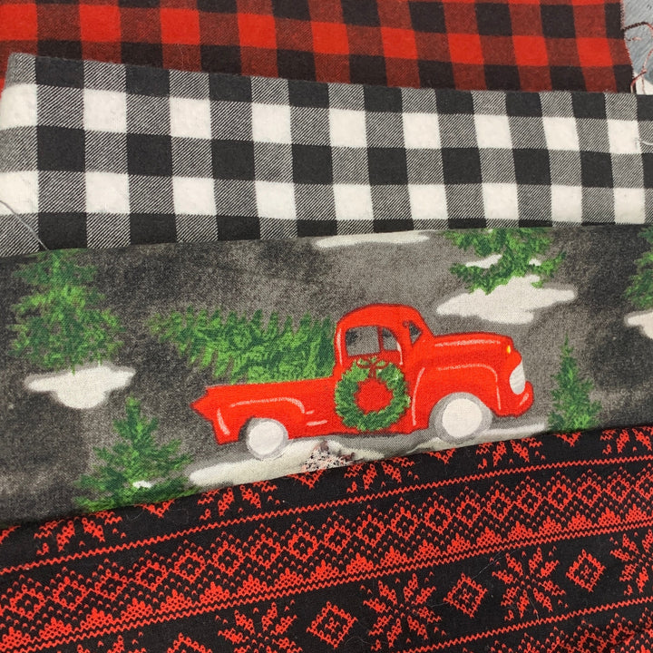 Crafters Christmas Snowflake Plaid Holiday Rescued Fabric Project Swatch Box