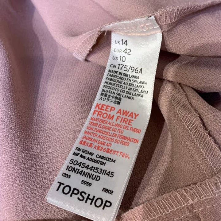 Top Shop Size 10 100% Polyester Pale Rose Pink Long Sleeve Flred Wrap Dress