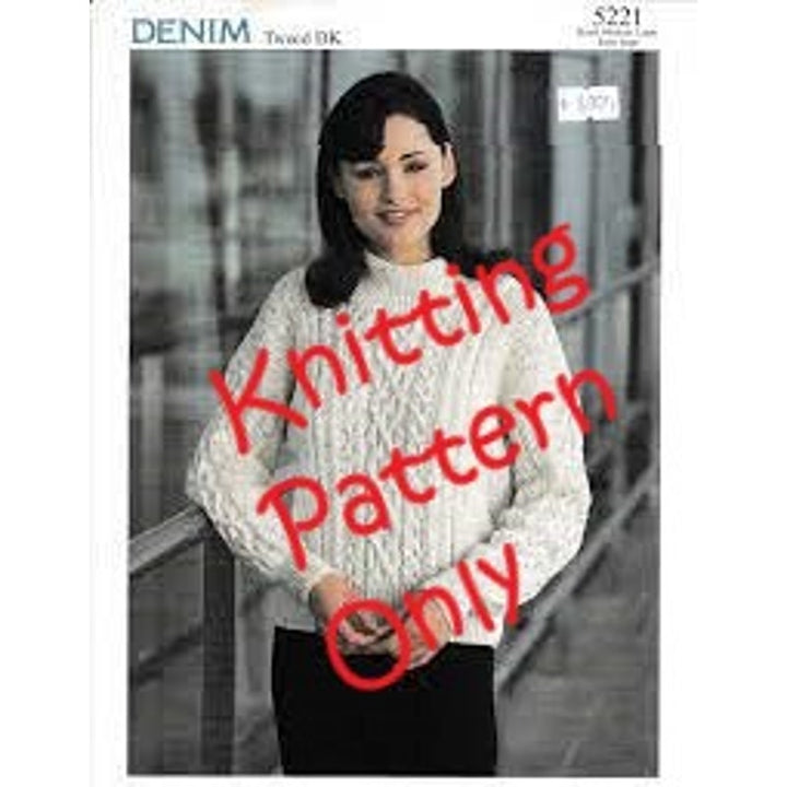 New Sirdar 5221 Denim Tweed Pullover Mock Turtleneck Sweater Knitting Pattern
