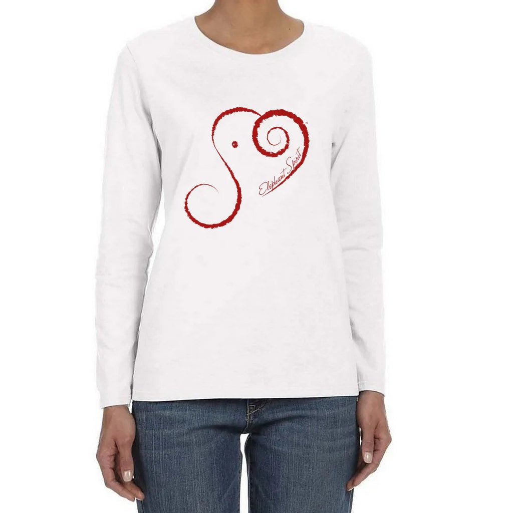 New Hand Printed XL Elephant Spirit 100% Cotton Crew Neck Long Sleeve T-Shirt