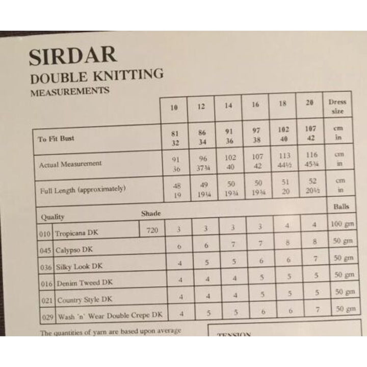New Sirdar 5601 Tropicana Double Knitting Waistcoat Vest Sweater Pattern