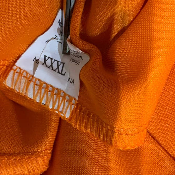 Vintage Hand Printed XL Dragonfly Long Sleeve Polyester Orange Flutter Hem Dress