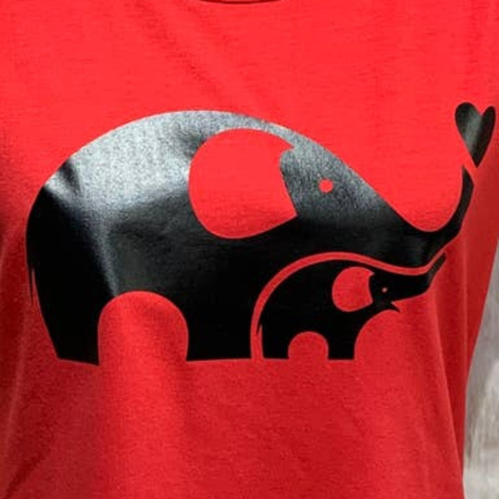 New Hand Printed Small Elephant Spirit Mama &amp; Baby Short Sleeve T-Shirt Tee