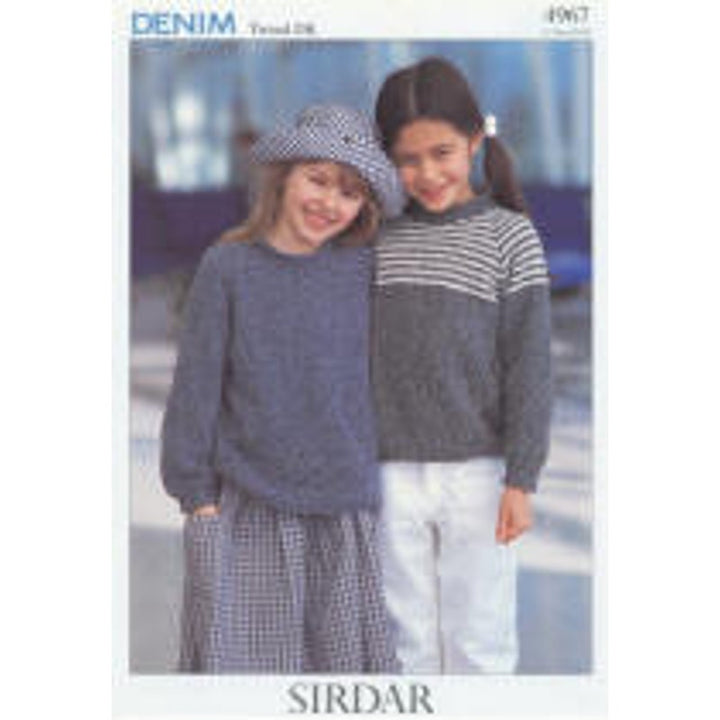 New Sirdar 4967 Denim Tweed Girls Child Pullover Sweater Double Knitting Pattern