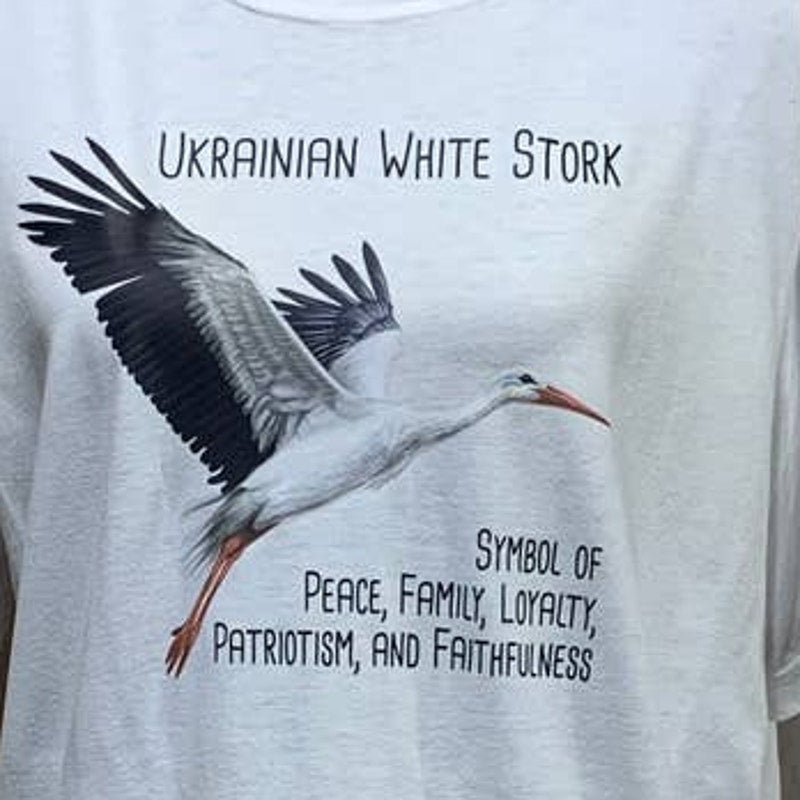 Upcycled Hand Printed Mens Large Ukraine Peace Bird Slava Ukraini Artist Tee