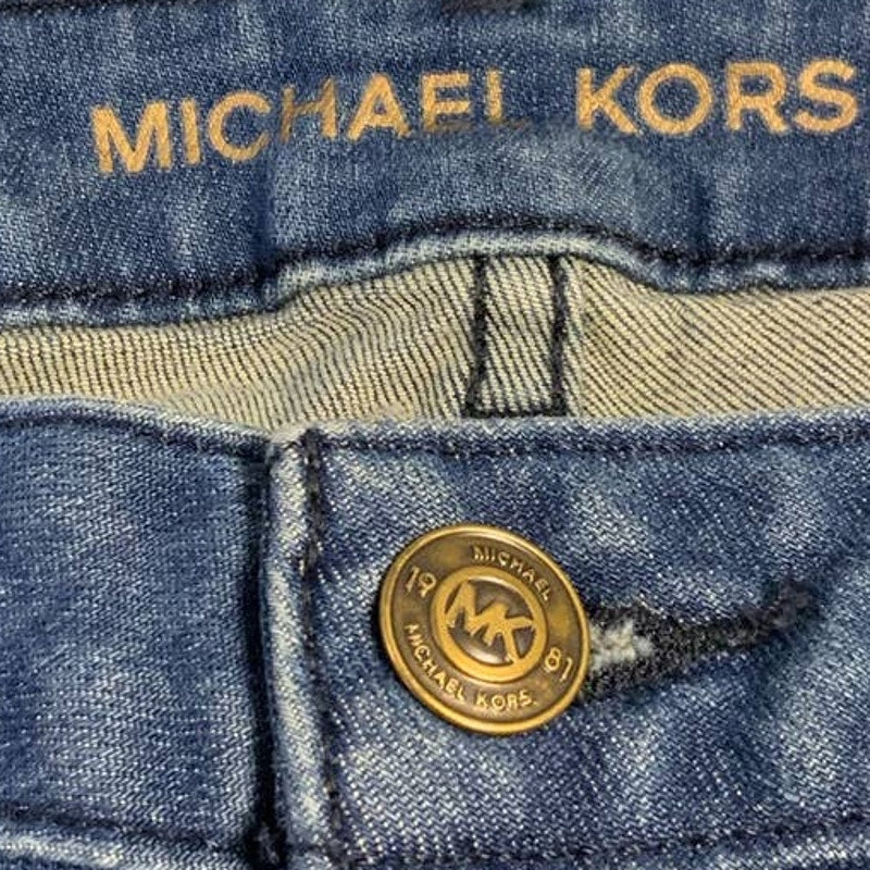 Michael Kors Size 6 Izzy Skinny Rough Hem Dark Wash Stretch Denim Blue Jeans