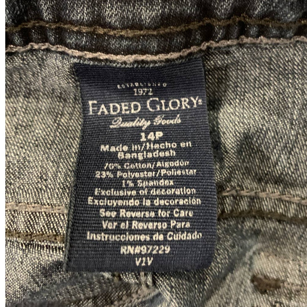 Faded Glory Ladies Size 14P Petite Straight Leg Dark Wash Denim Blue Jeans