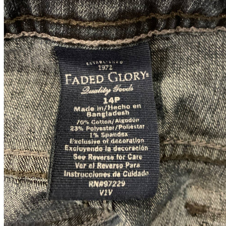 Faded Glory Ladies Size 14P Petite Straight Leg Dark Wash Denim Blue Jeans