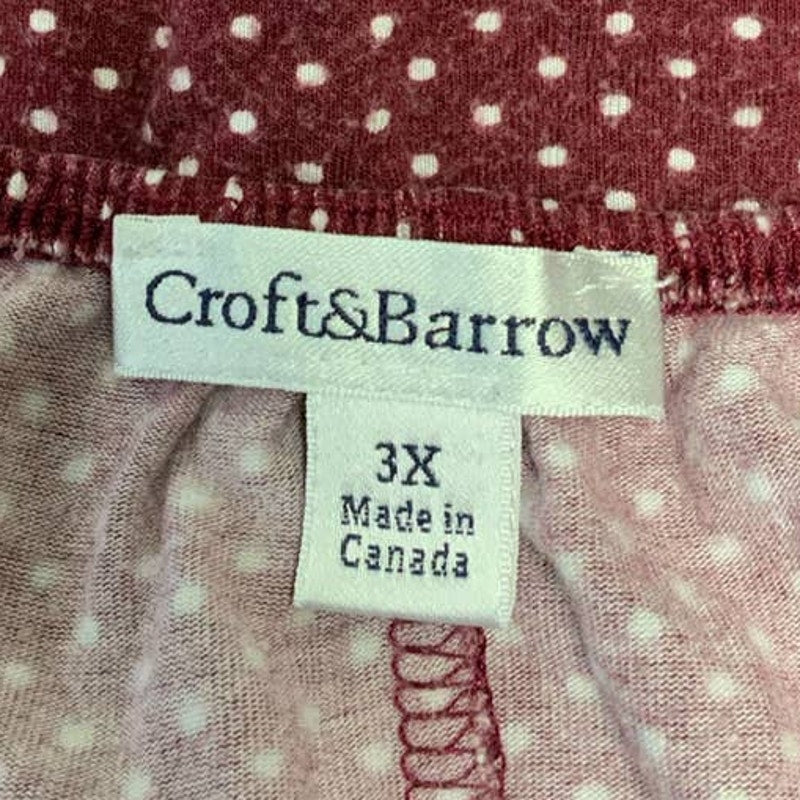 Croft &amp; Barrow 3X Scoop Neck Long Bell Sleeve Polka Dot Stretchy Flowy Top