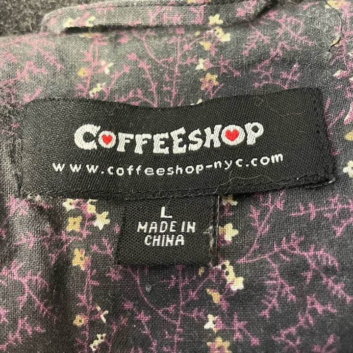 Coffee Shop Womens Large Gray Wool Blend Double Breasted Long Sleeve Pea Coat
