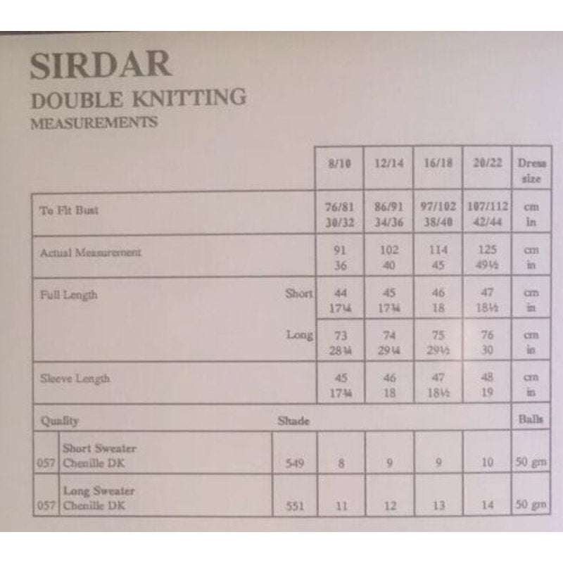 New Sirdar 5382 Chenille Ladies Pullover Sweater Double Knitting Pattern