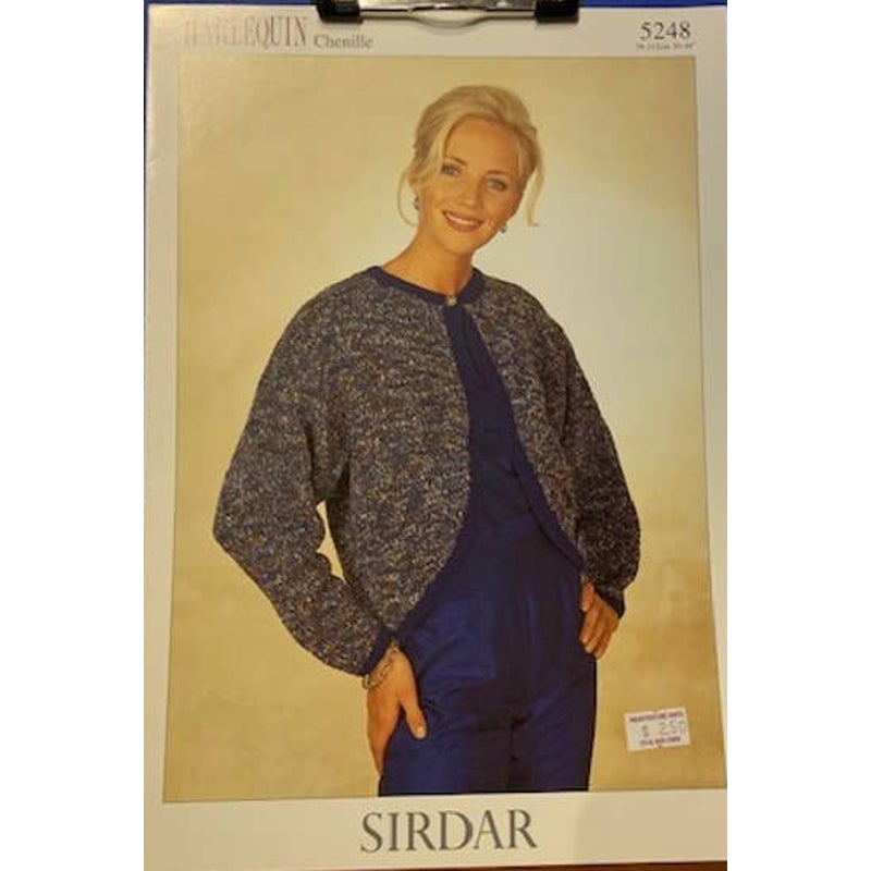 New Sirdar 5248 Harlequin Chenille Cardigan Jacket Sweater Knitting Pattern